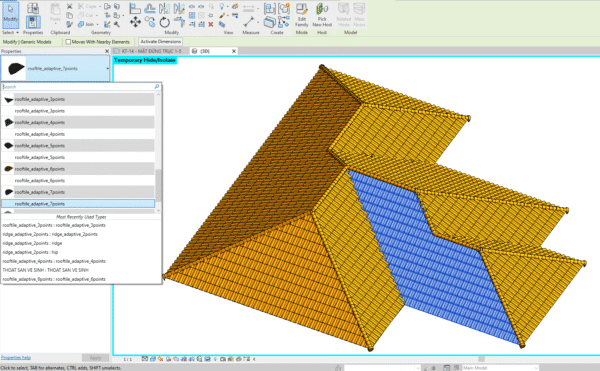 Roof Adaptive 2 to 8 Point Revit Family